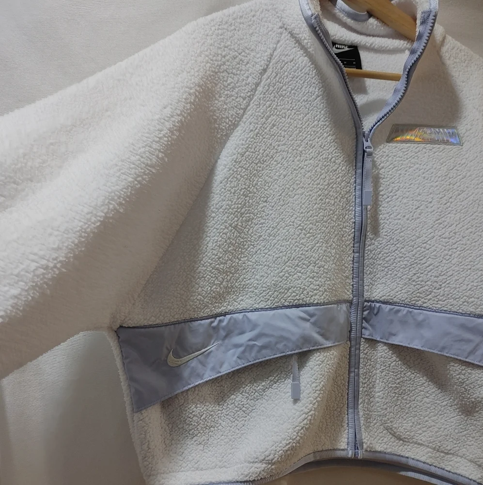 Nike Womens Sportswear Swoosh Sherpa Jacket‎ Full Zip White Size M DD9076 100